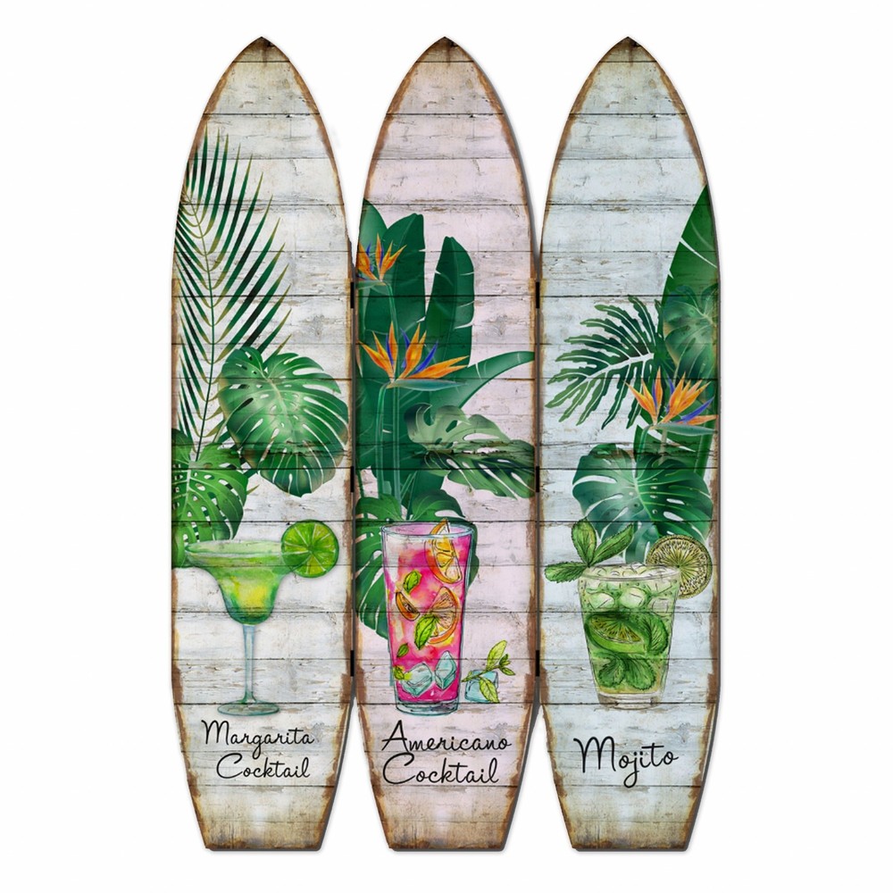 47" x 1" x 71" Multicolor Wood Surfboard Screen