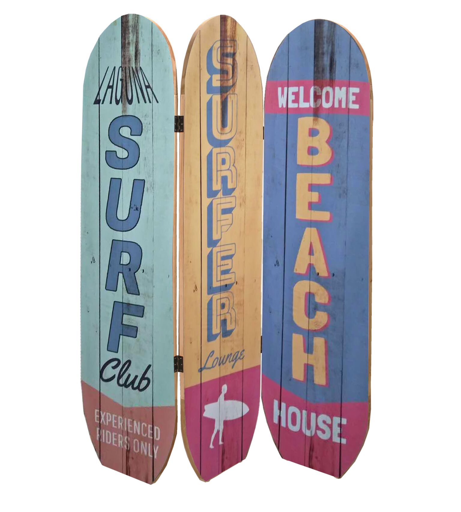 47" x 1" x 71" Multicolor Coastal Wood Surfboard Screen