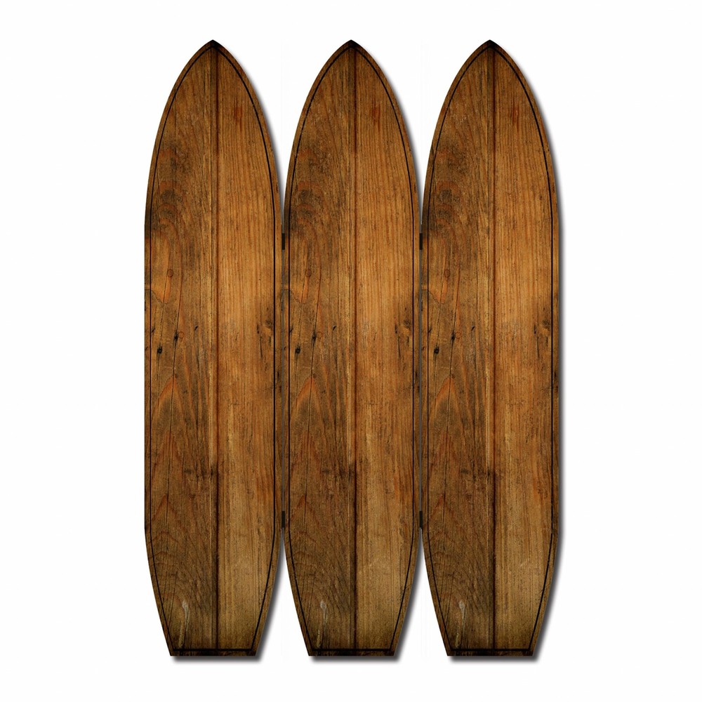 47" x 1" x 71" Brown Wood Coastal Surfboard Screen