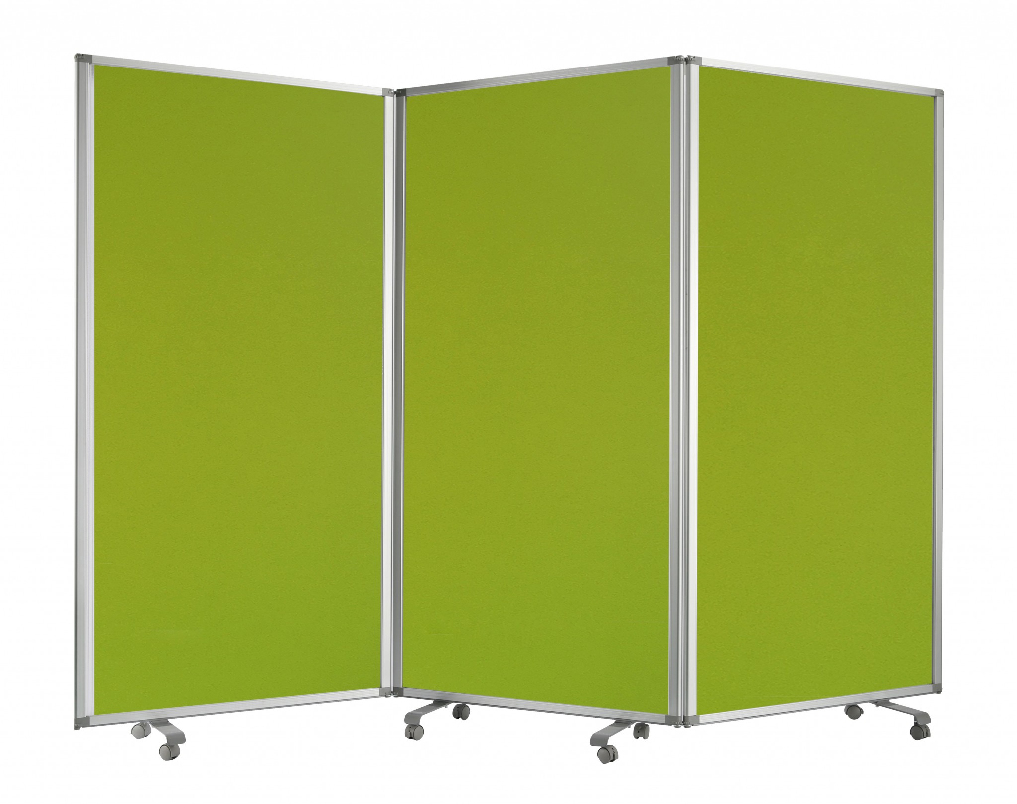 Green Rolling 3 Panel Room Divider Screen