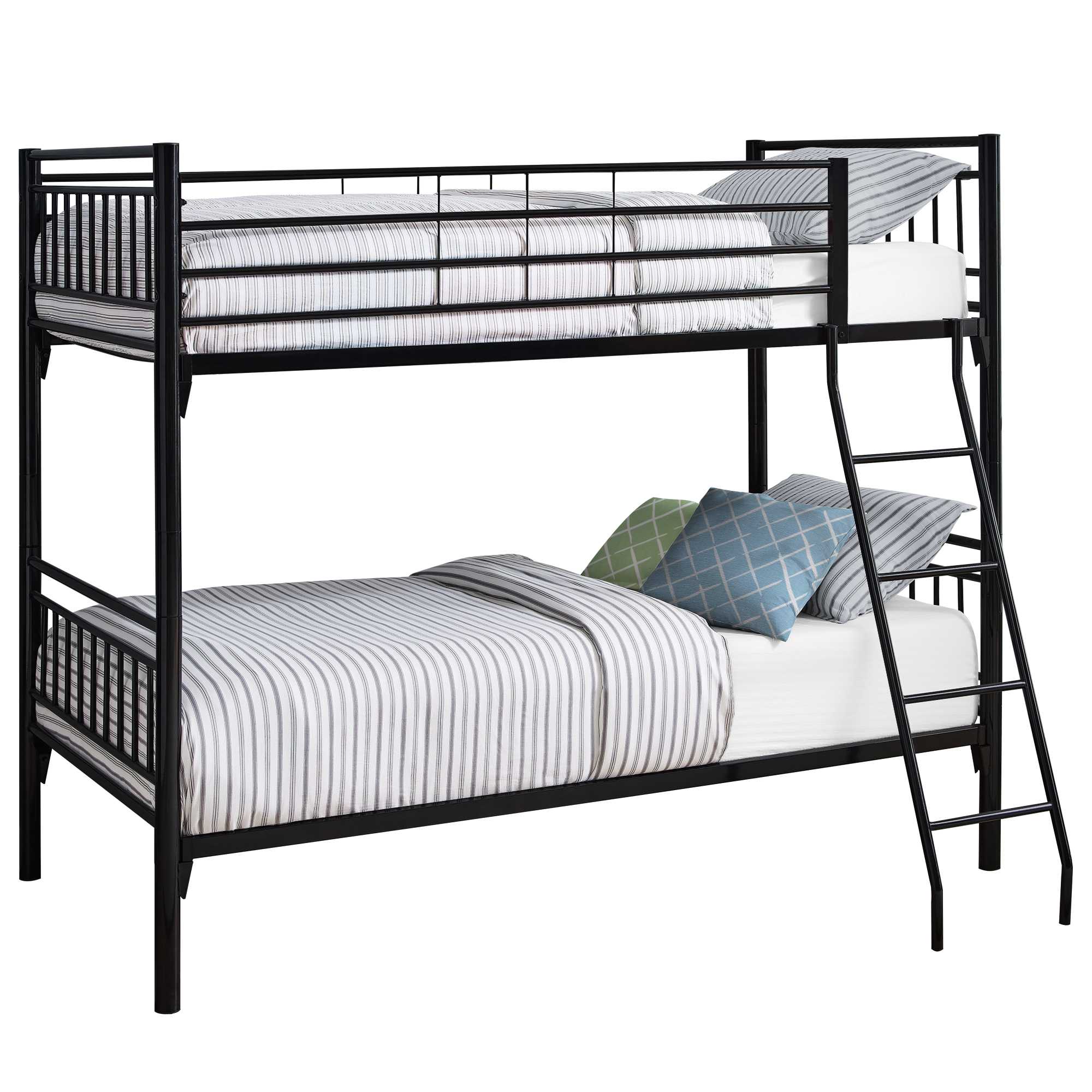 56.75" x 78.5" x 65.75" Black Metal Detachable Bunk Bed Twin Size