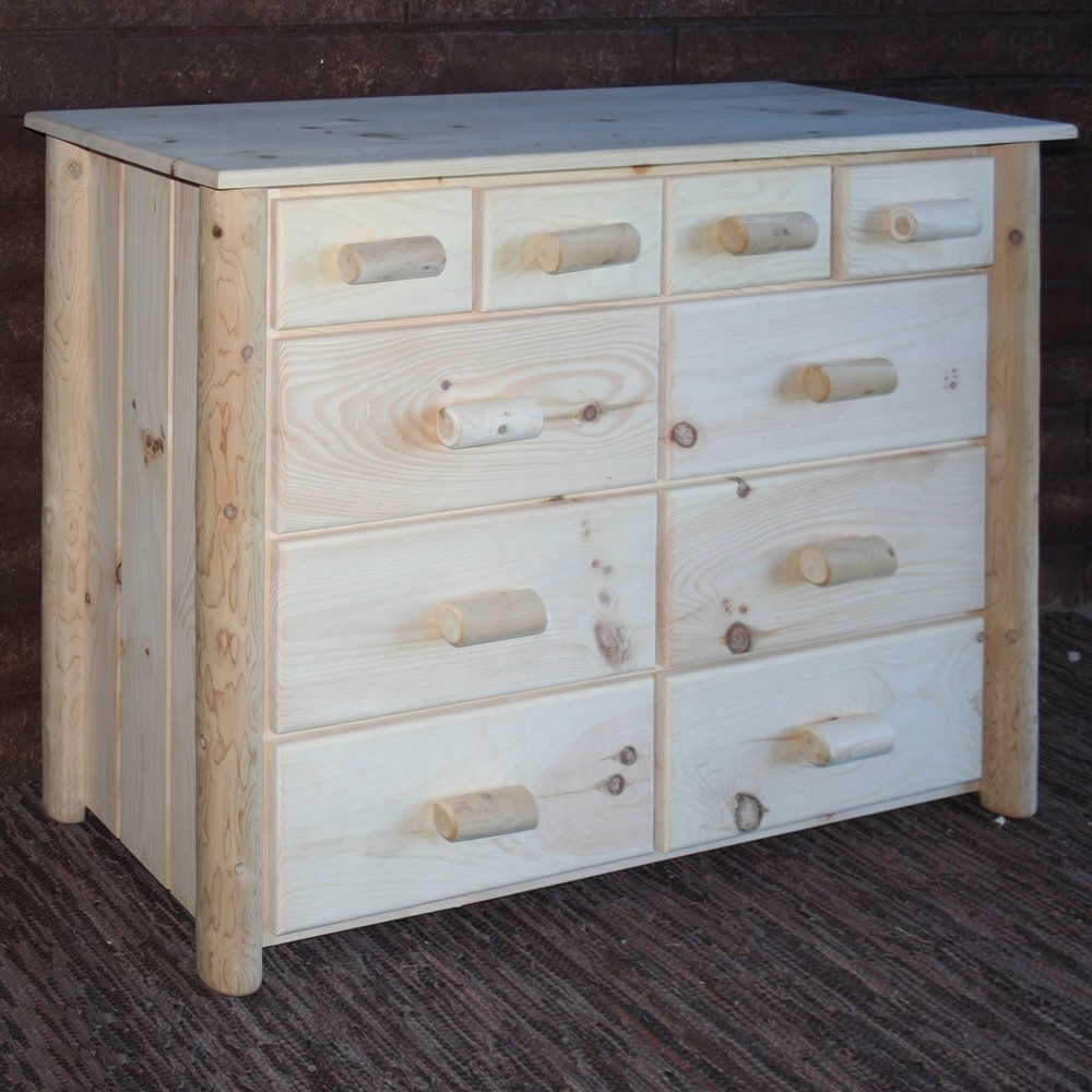 Natural Light Honey Finish Wood Ten Drawer Dresser