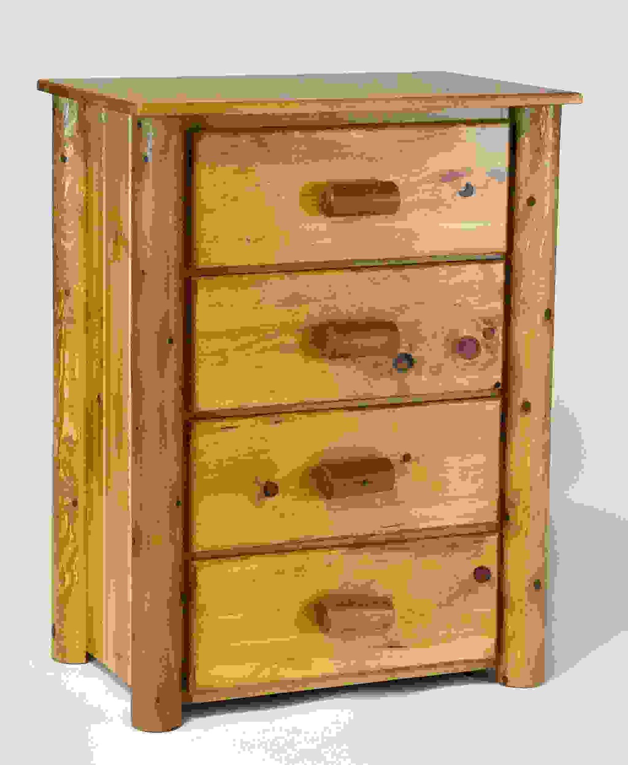 Natural Light Honey Finish Wood Four Drawer Dresser