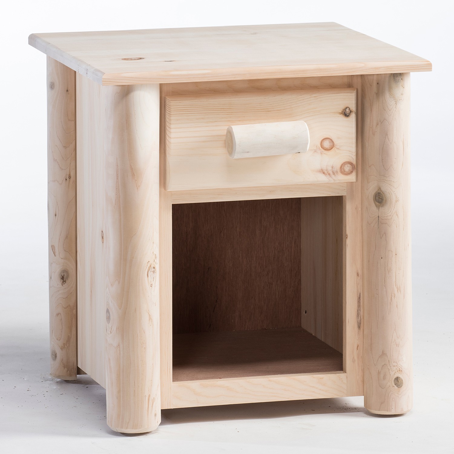 Natural Unfinished Wood One Drawer Nightstand