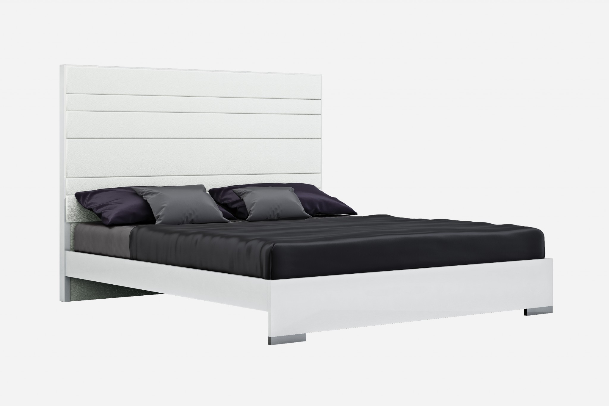 60" X 80" X 54" White Stainless Steel Queen Bed