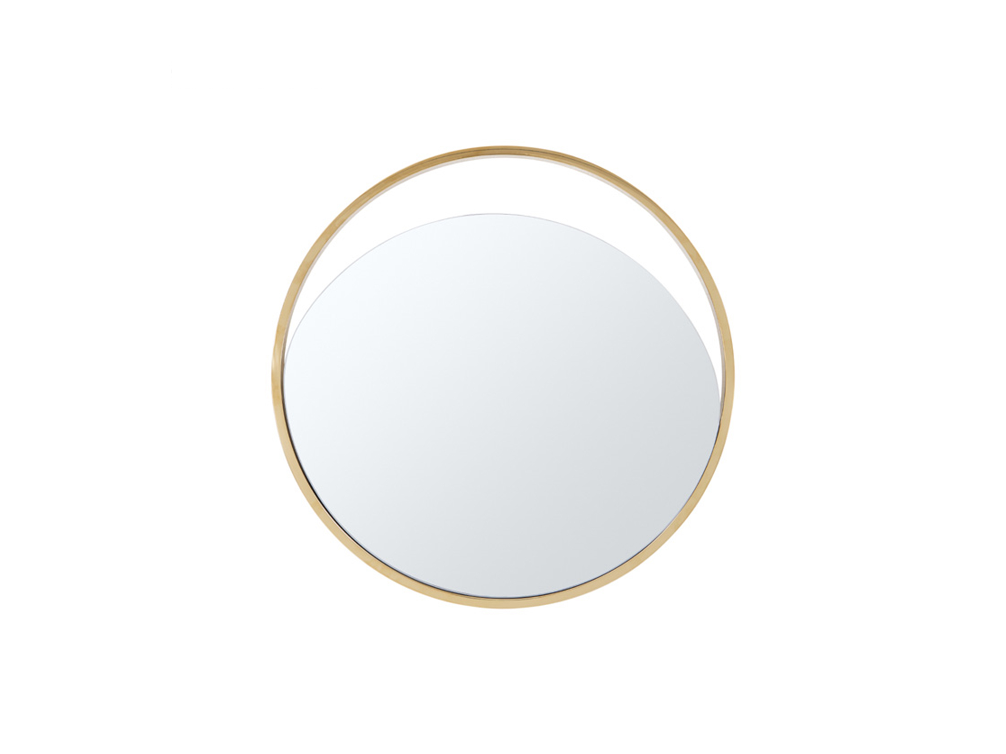 23" X 1.5" X Black Polished Gold Glass Small Round Mirror
