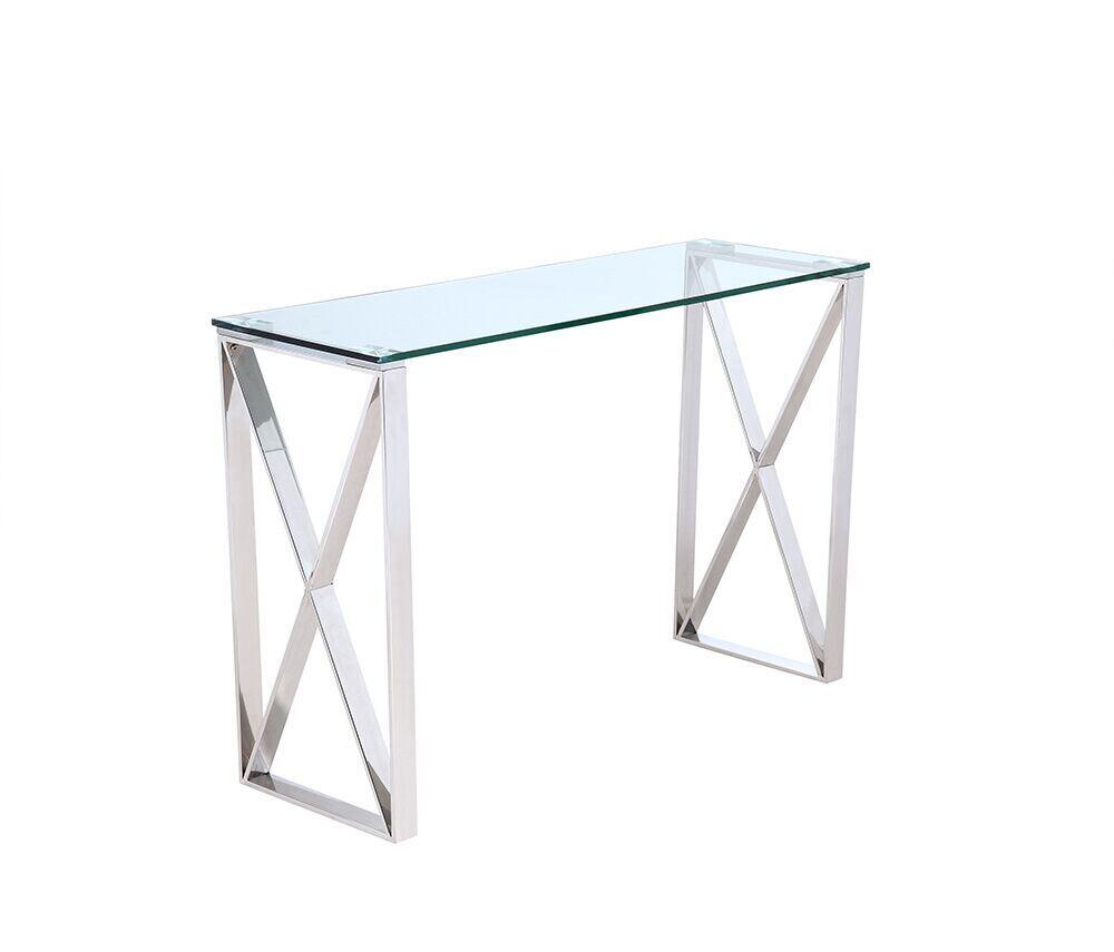 32" X 48" X 16" Clear Glass and Stainless Steel Console Mirror