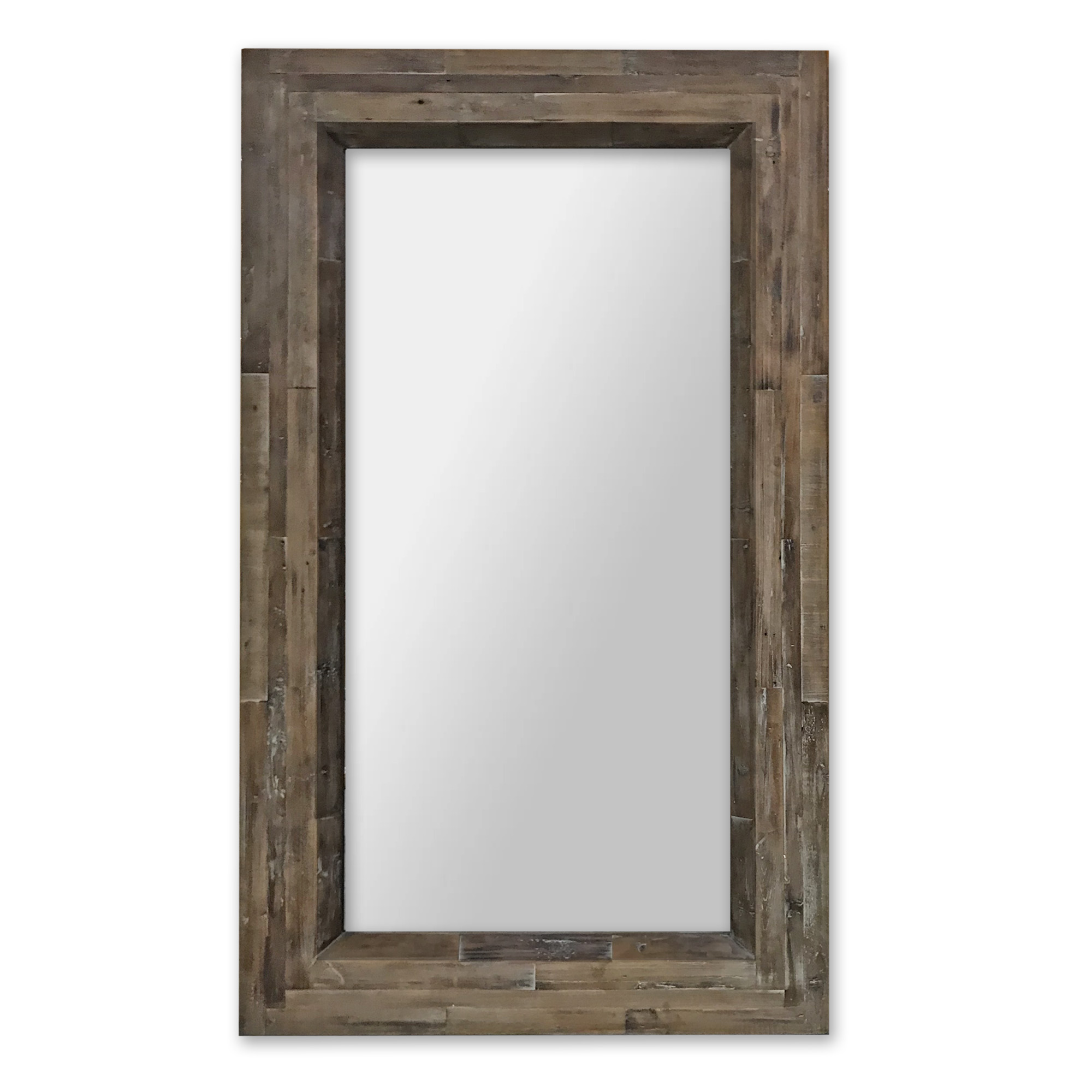 Rectangular Reclaimed Wood Finish Leaning Mirror