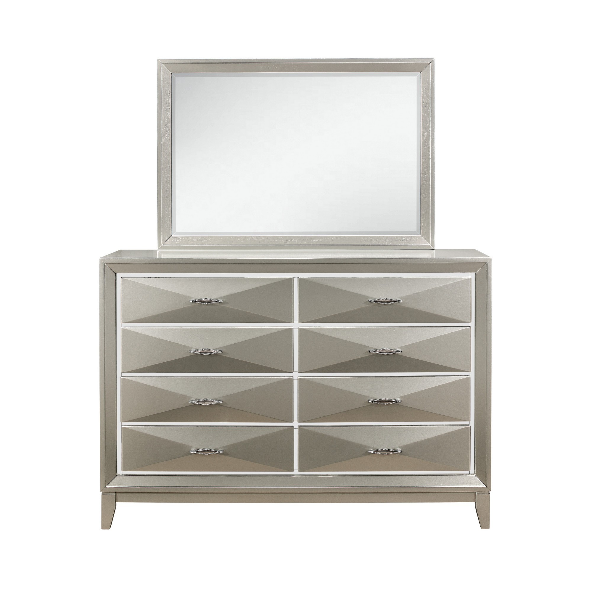 Modern Champagne Dresser with 8 Spacious Drawer