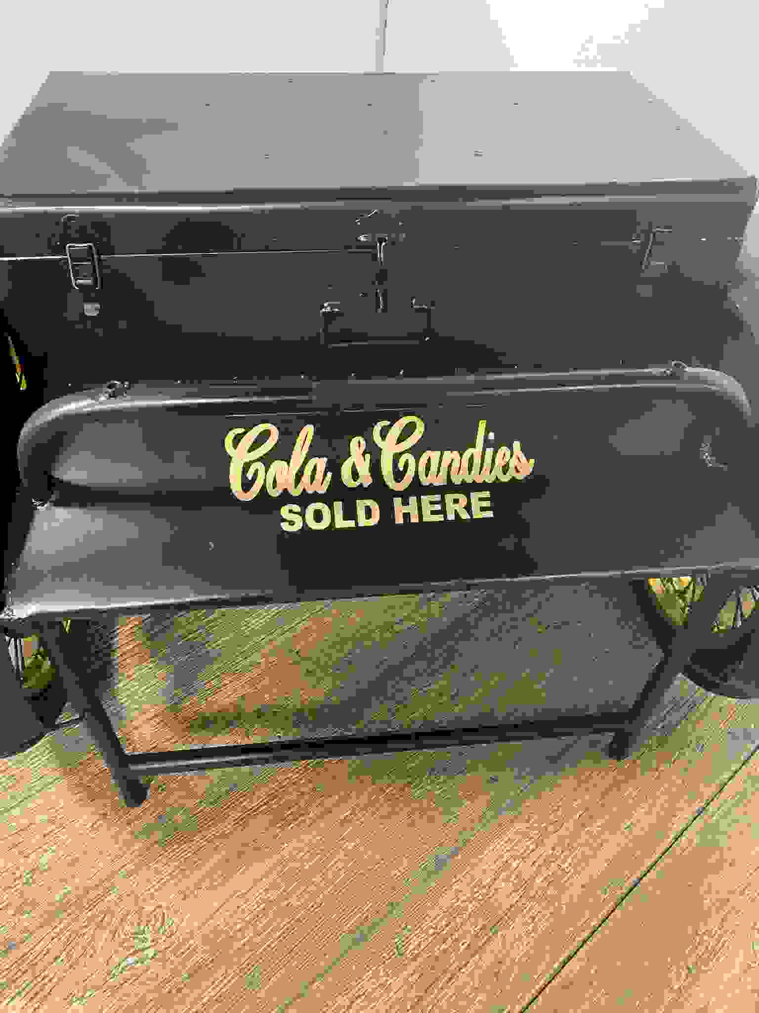 Black Old Time Delivery Box Table with Storage