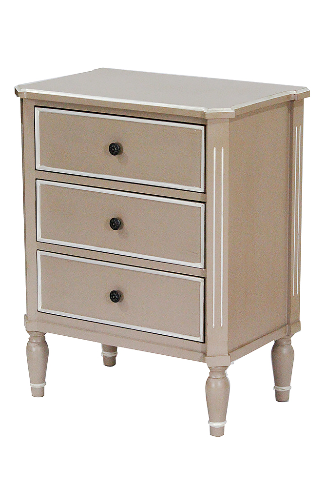 24" X 15" X 30.5" Taupe MDF Wood Accent Cabinet with Drawers