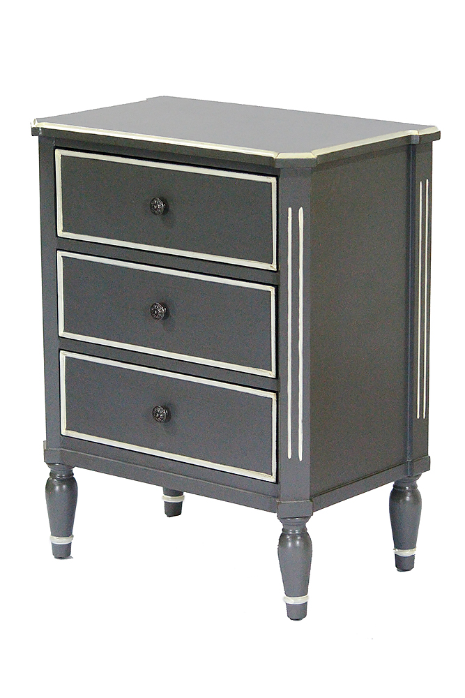 24" X 15" X 30.5" Gray MDF Wood Accent Cabinet with Drawers