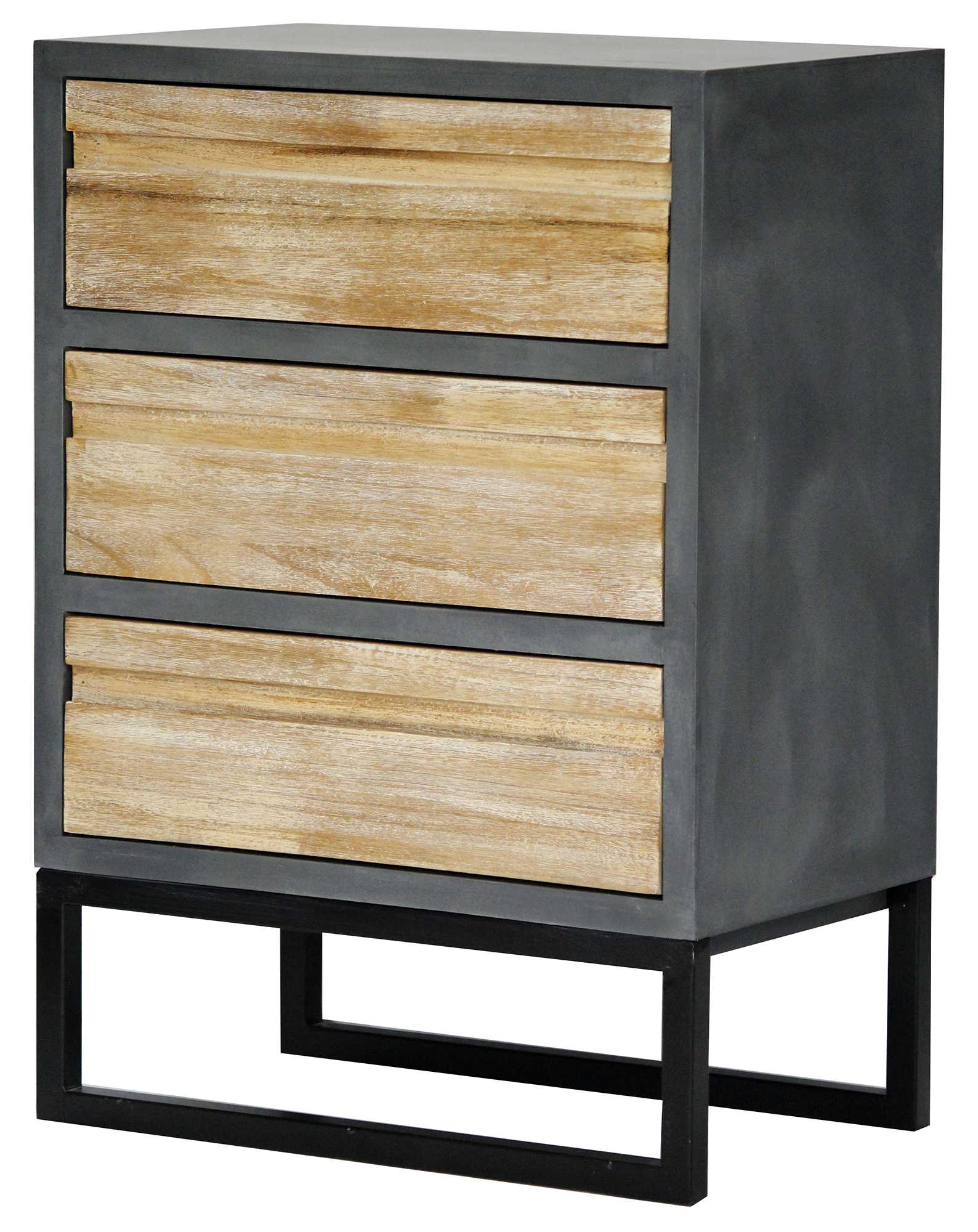 22" X 14" X 31" Gray W Distressed Wood MDF Wood Iron Accent Cabinet with Distressed Drawers