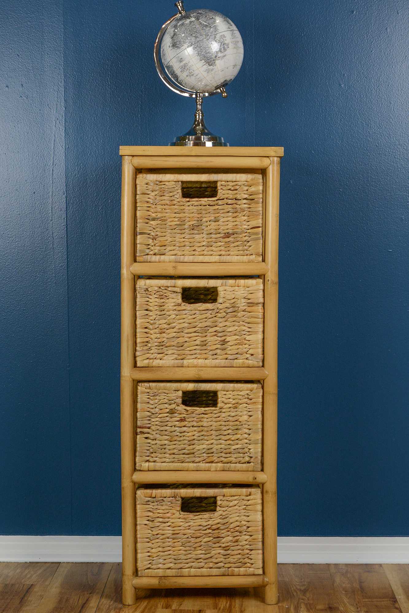 15.25" X 14.25" X 43.5" Natural Bamboo Storage Cabinet with Baskets