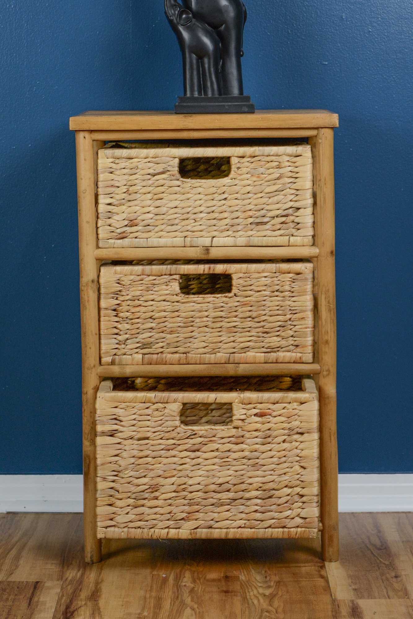17.75" X 13" X 30.5" Natural Bamboo Storage Cabinet with Baskets