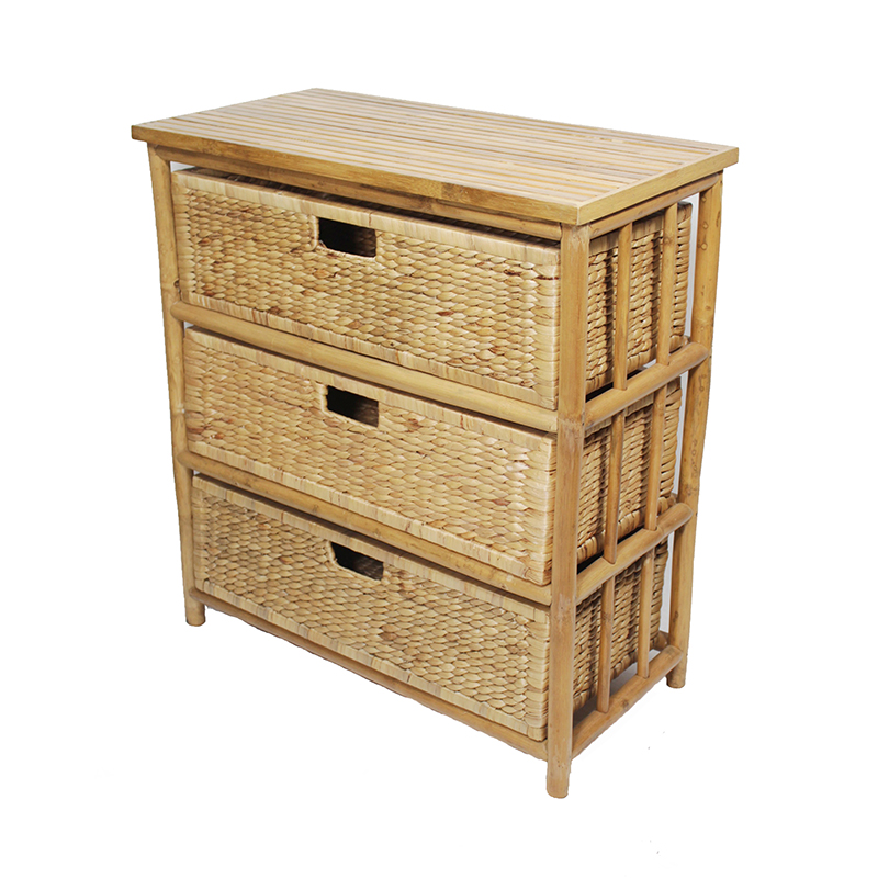 29" X 14.25" X 31.75" Natural Bamboo Storage Cabinet with Baskets