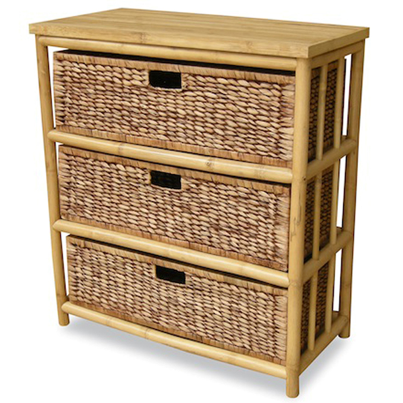 29" X 14.25" X 31.75" NaturalBrown Bamboo Storage Cabinet with Baskets