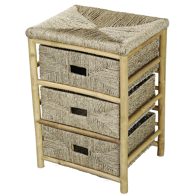 18.5" X 15.25" X 26" Natural Bamboo Storage Cabinet with Baskets