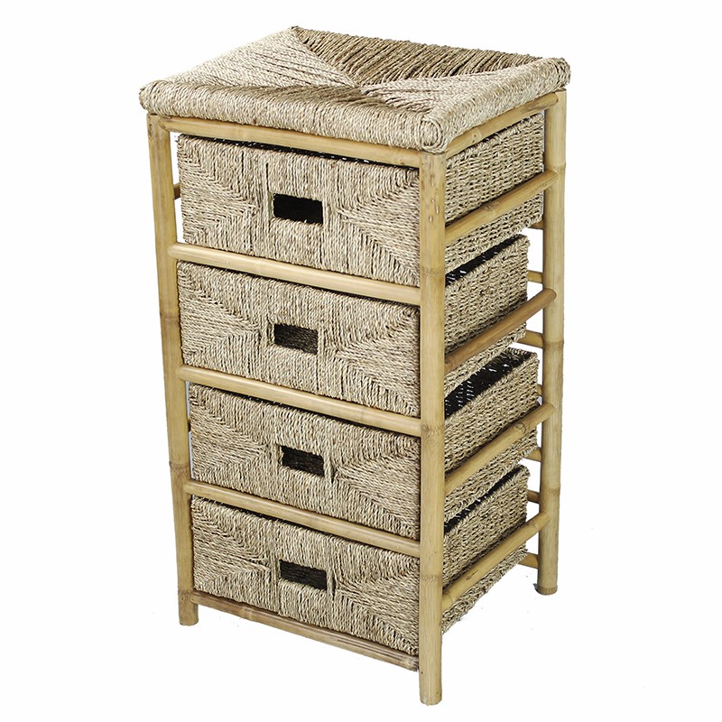 18.5" X 15.25" X 32.5" Natural Bamboo Storage Cabinet with Baskets