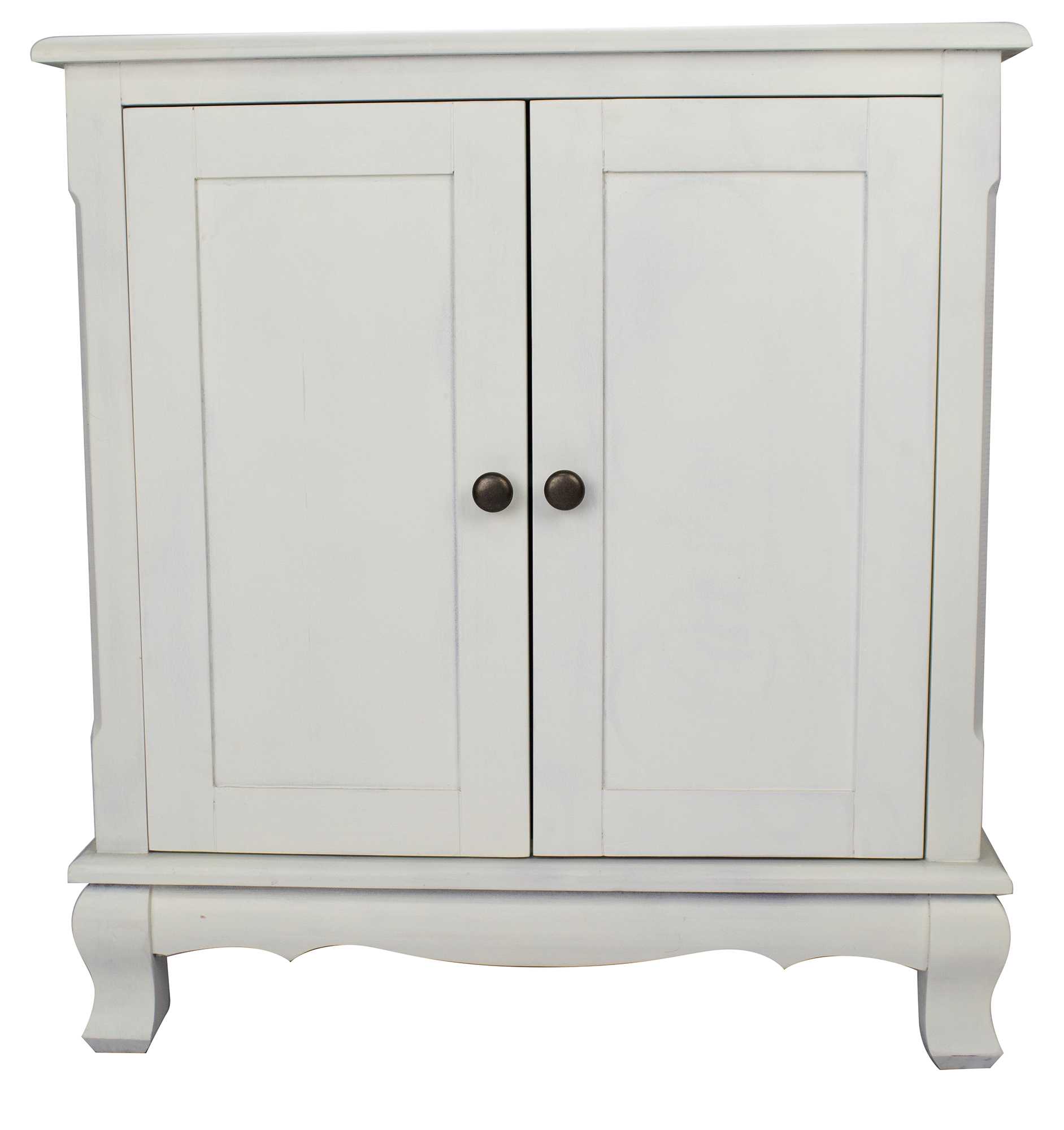 27.6" X 15" X 30" White Wood Pine Sideboard with Doors and a Shelf