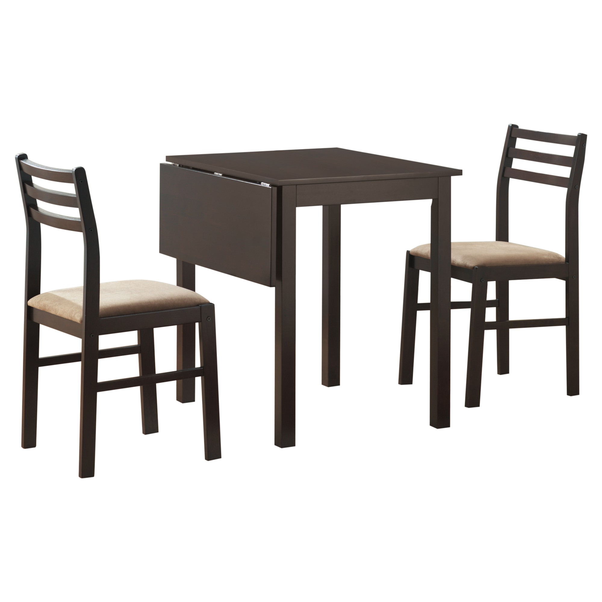63" x 66.5" x 95" Cappuccino Beige Solid Wood Foam Polyester Blend 3pcs Dining Set