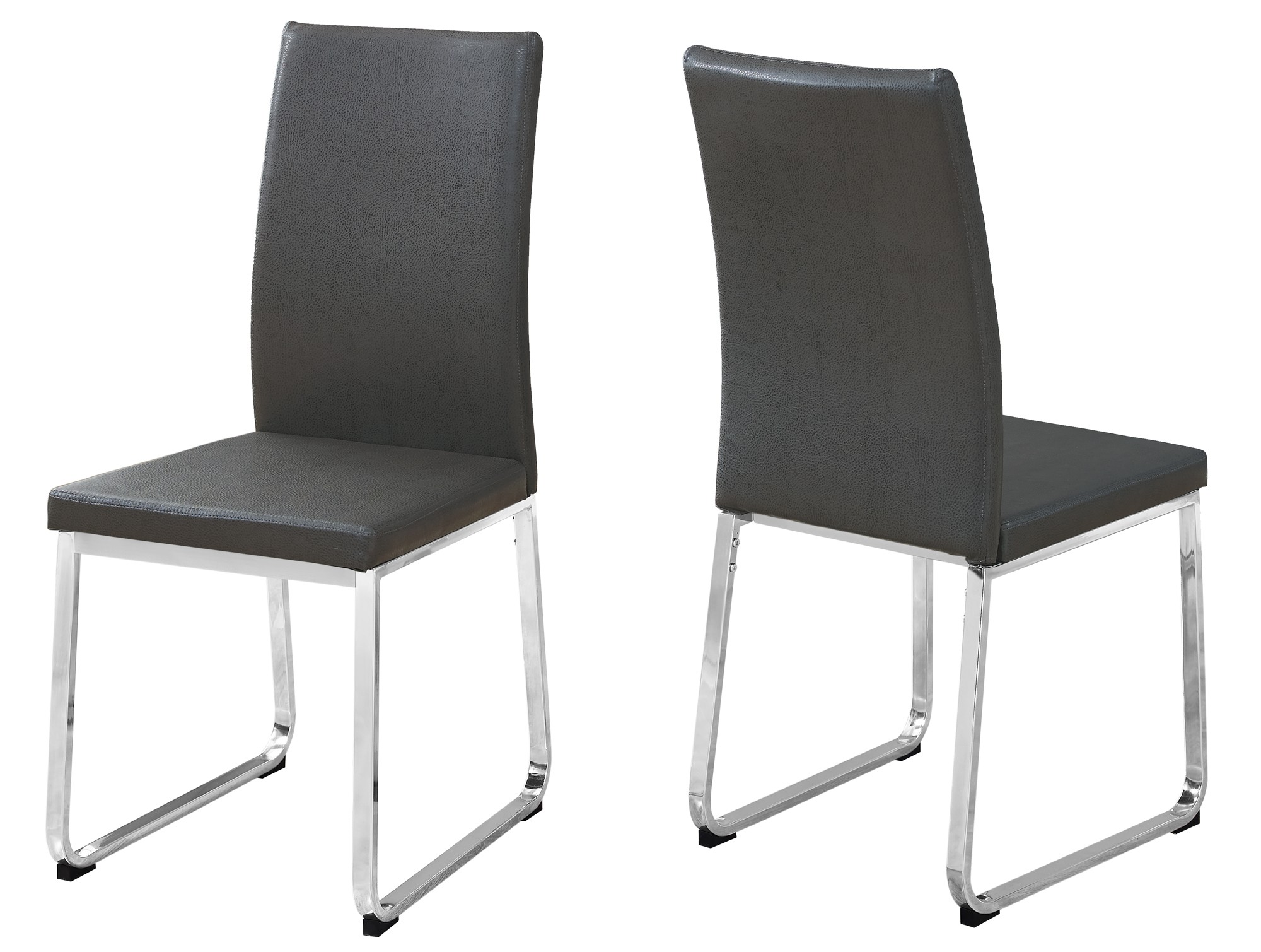 39.5" x 34" x 76" Grey Foam Metal Leather Look Dining Chairs 2pcs