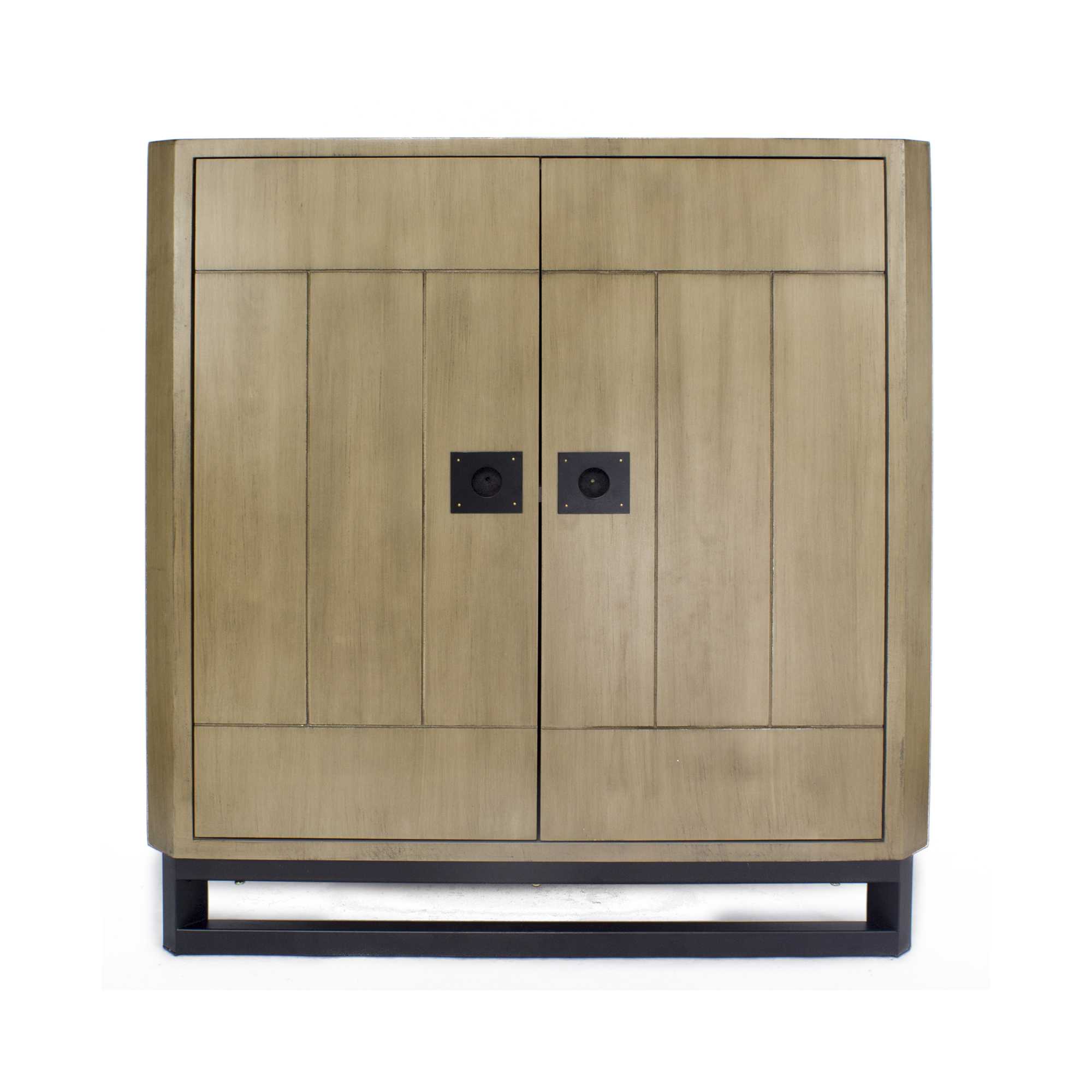 31" X 17" X 32" Natural MDF Wood Metal Door Corner Cabinet