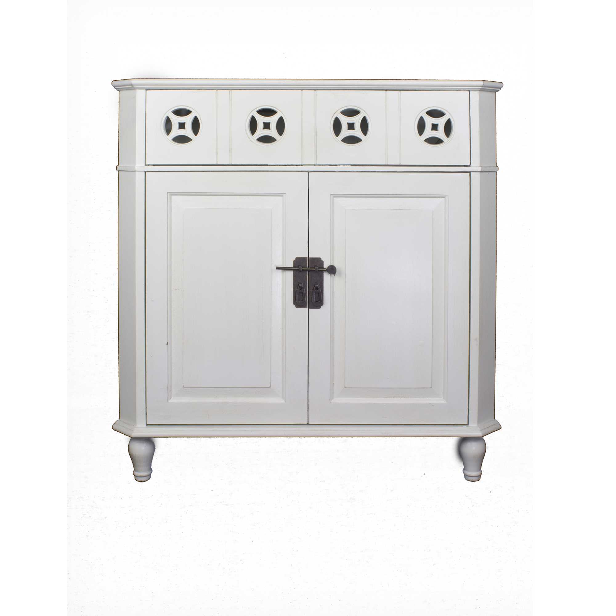 31" X 17" X 32" White MDF Wood Drawer and Door Corner Cabinet