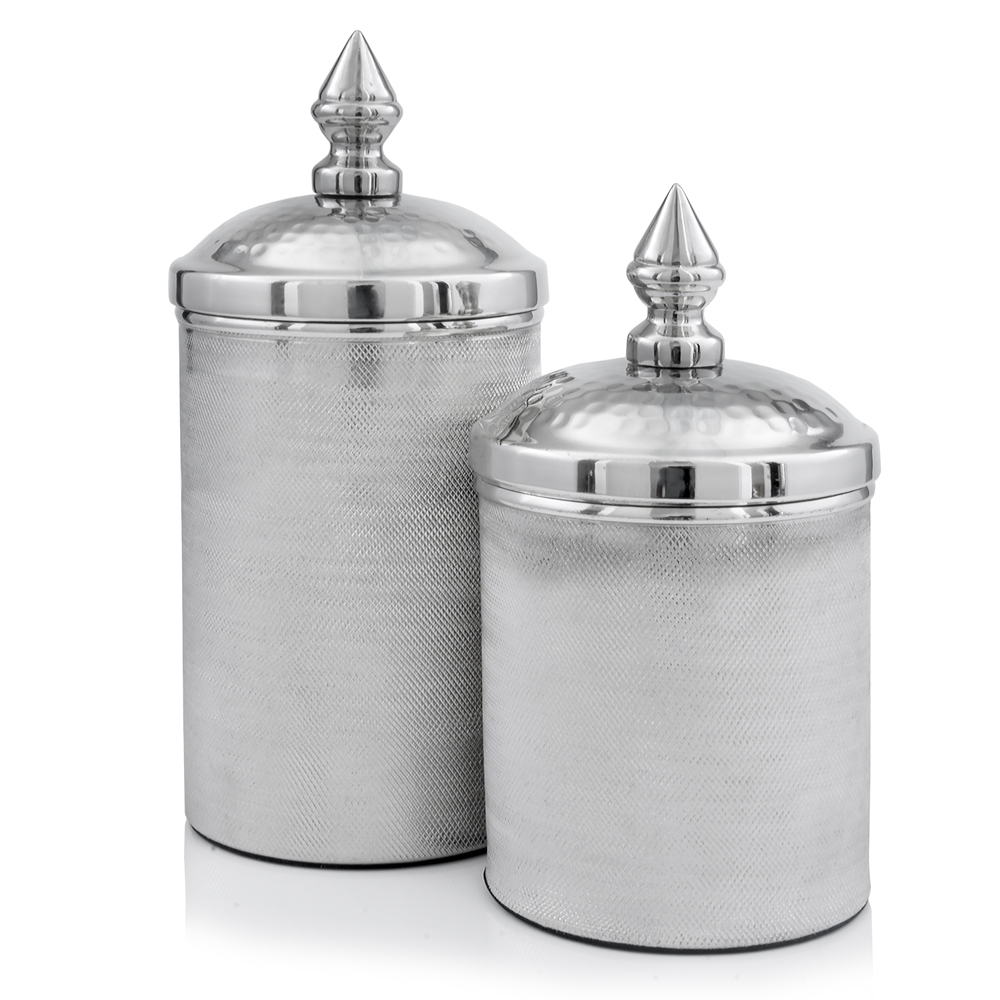 4.5" x 4.5" x 11" Silver Canisters Set of 2