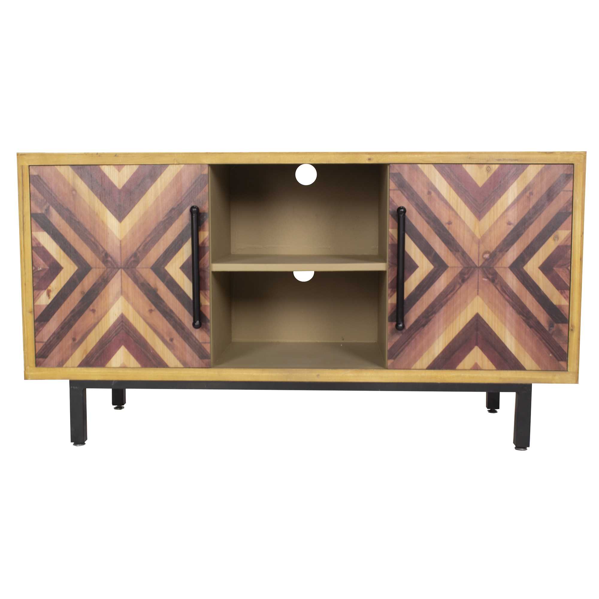 47.25" X 15.75" X 25.25" Brown MDF Contemporary Wooden Media Console Cabinet