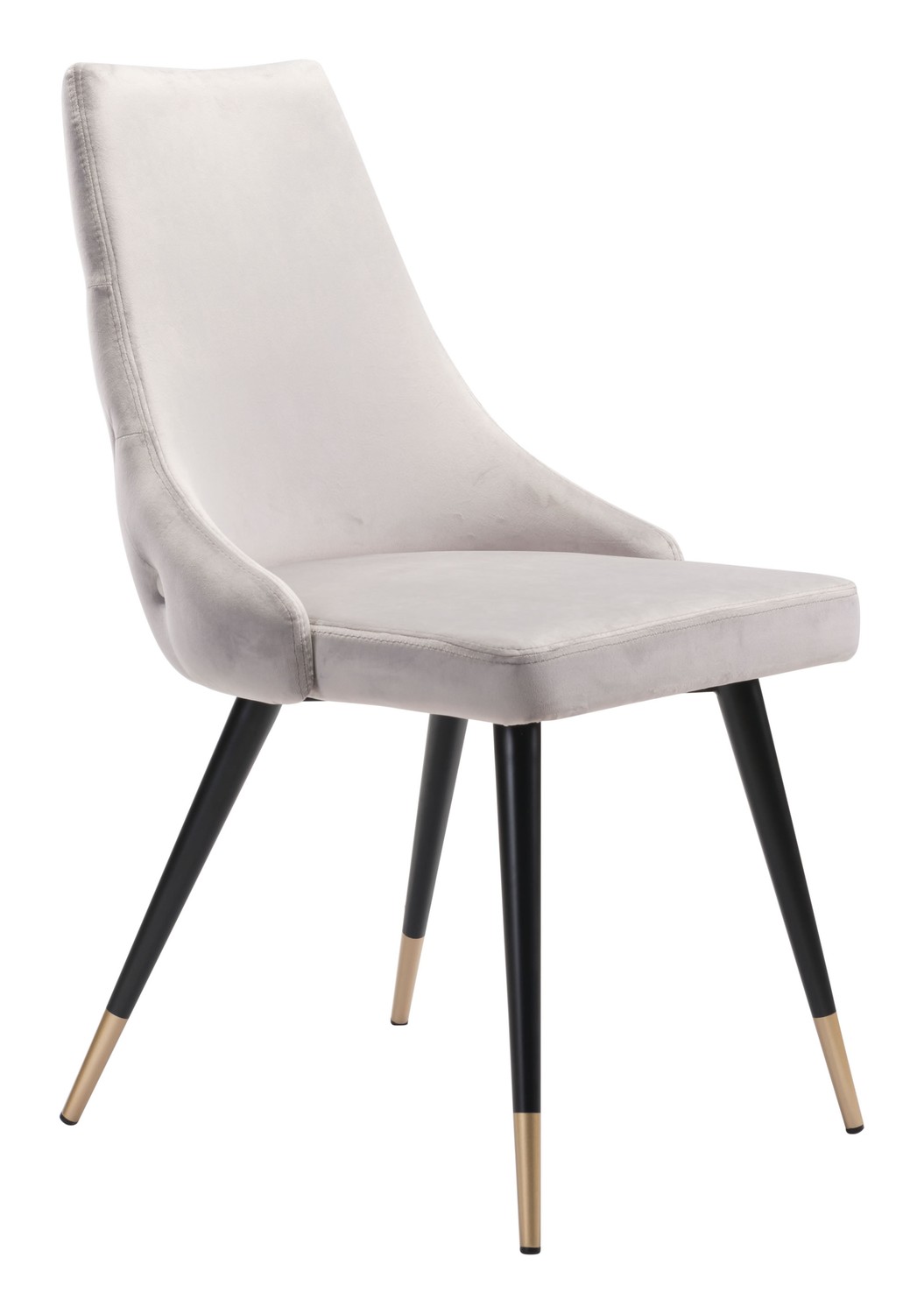 20.5" x 24.6" x 34.8" Gray, Velvet, Stainless Steel, Dining Chair - Set of 2