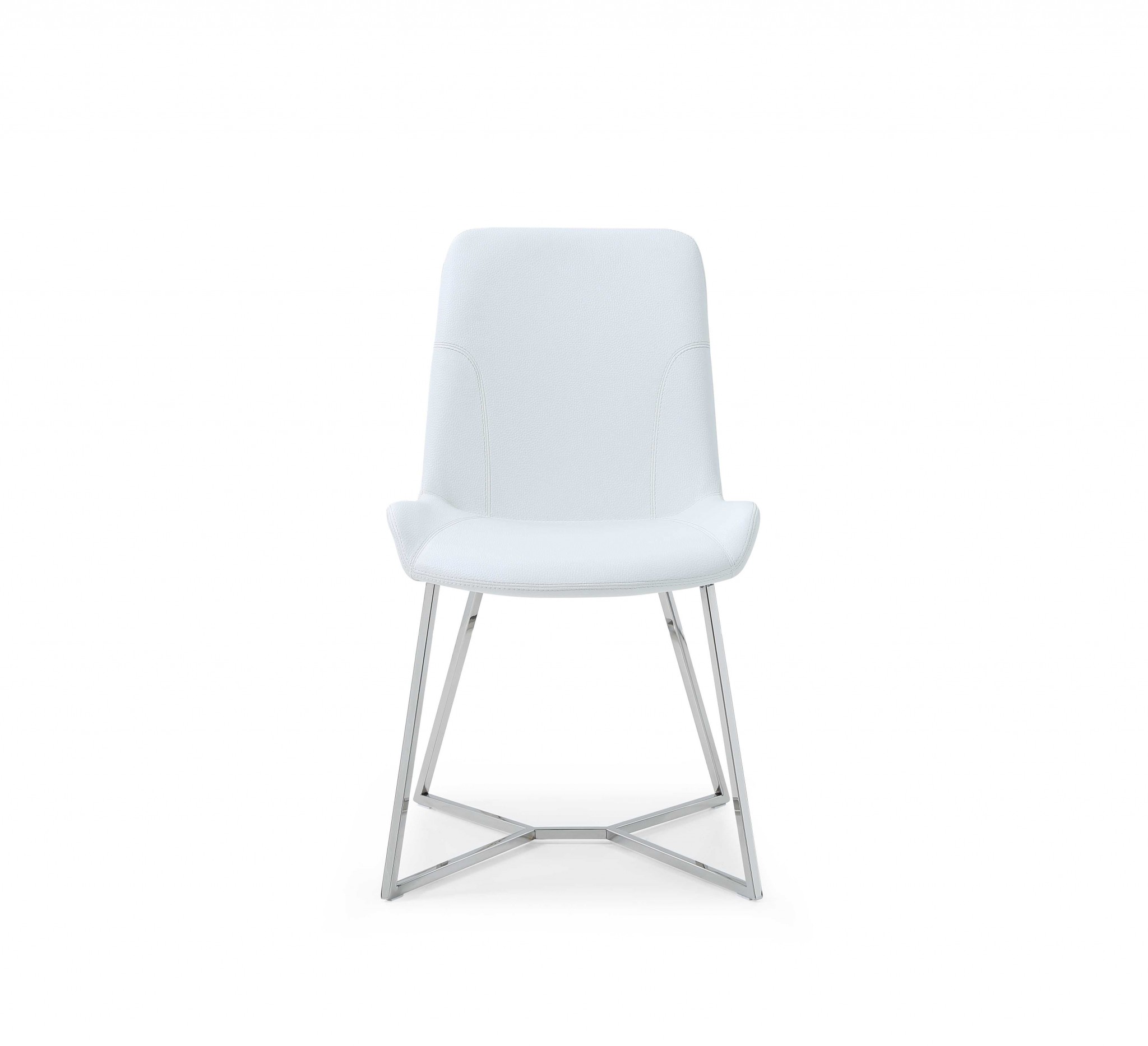 24" X 20" X 34" White Faux Leather or Metal Dining Chair