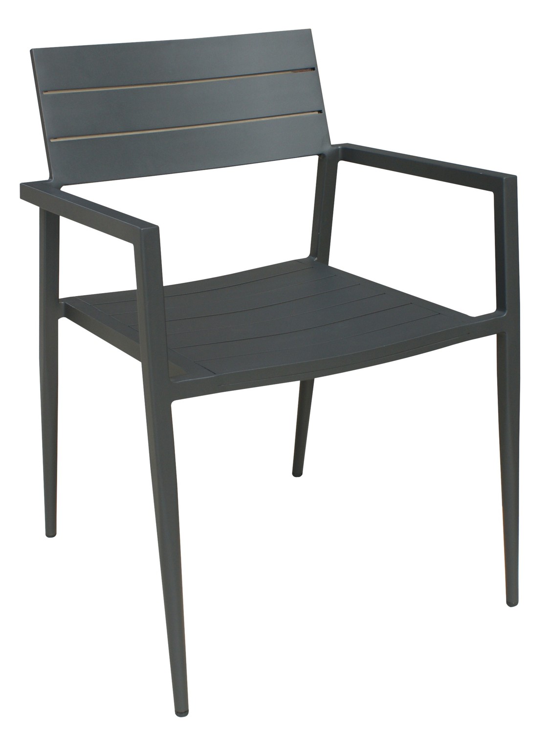 24" X 24" X 31" Dark Grey Stainless Steel Dining Armed Chair