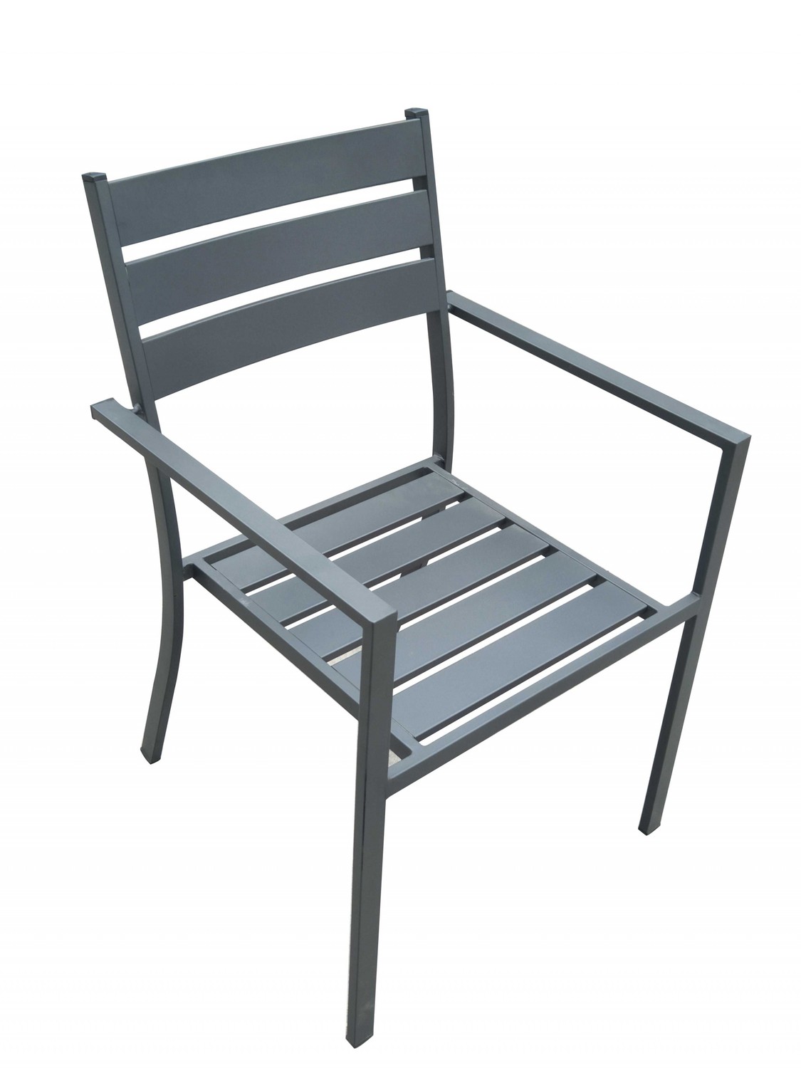 22" X 23" X 34" Gray Aluminum Dining Armed Chair