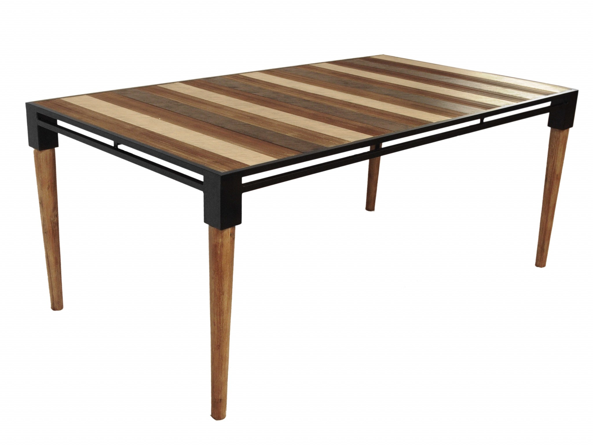 40" X 74" X 30" Metal Base Acacia Wood Dining Table