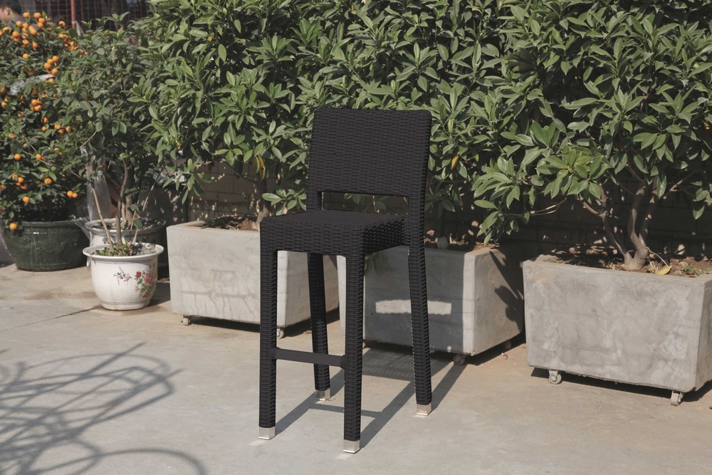 42.5" X 29" X 29" Black Aluminum and Wicker Bar Table Set of 5