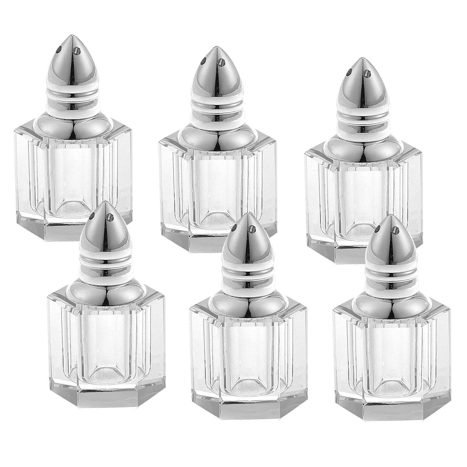 Individual Silver Crystal Salt & Peppers - Gift Boxed 6 Pc Set