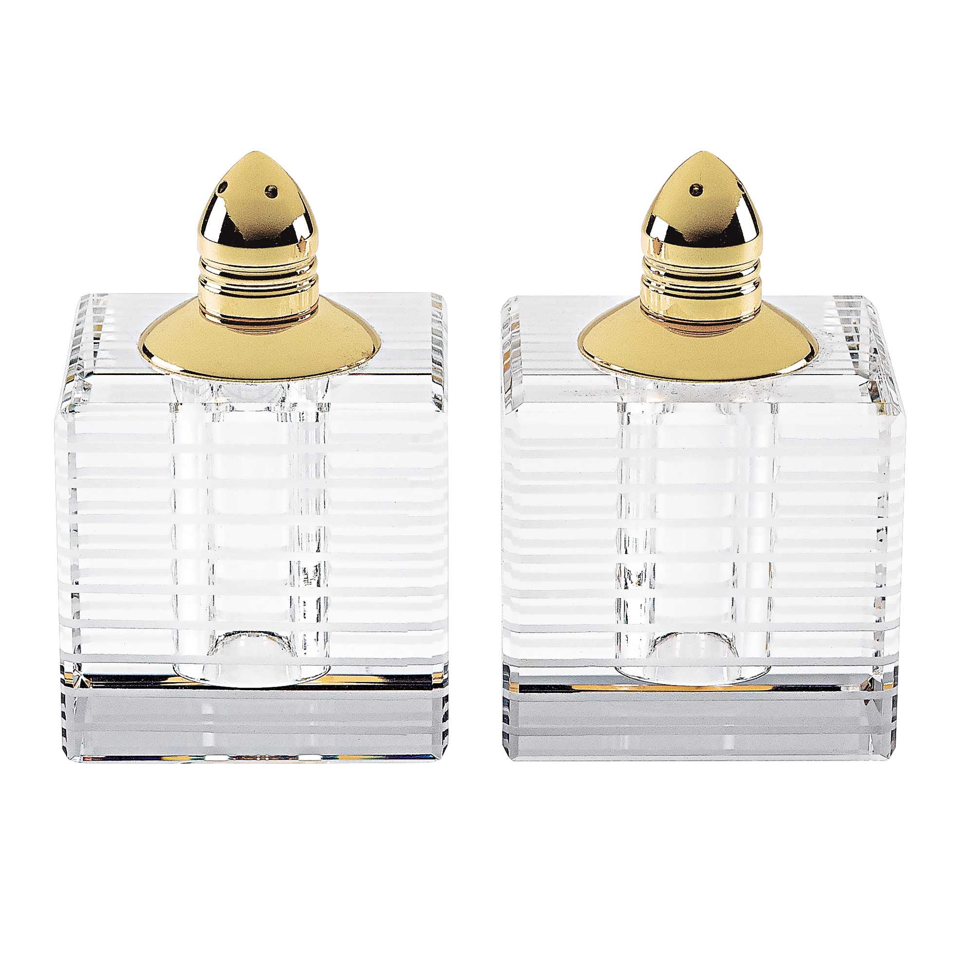 Hand Made Crystal Gold Pair of Salt & Pepper Shakers