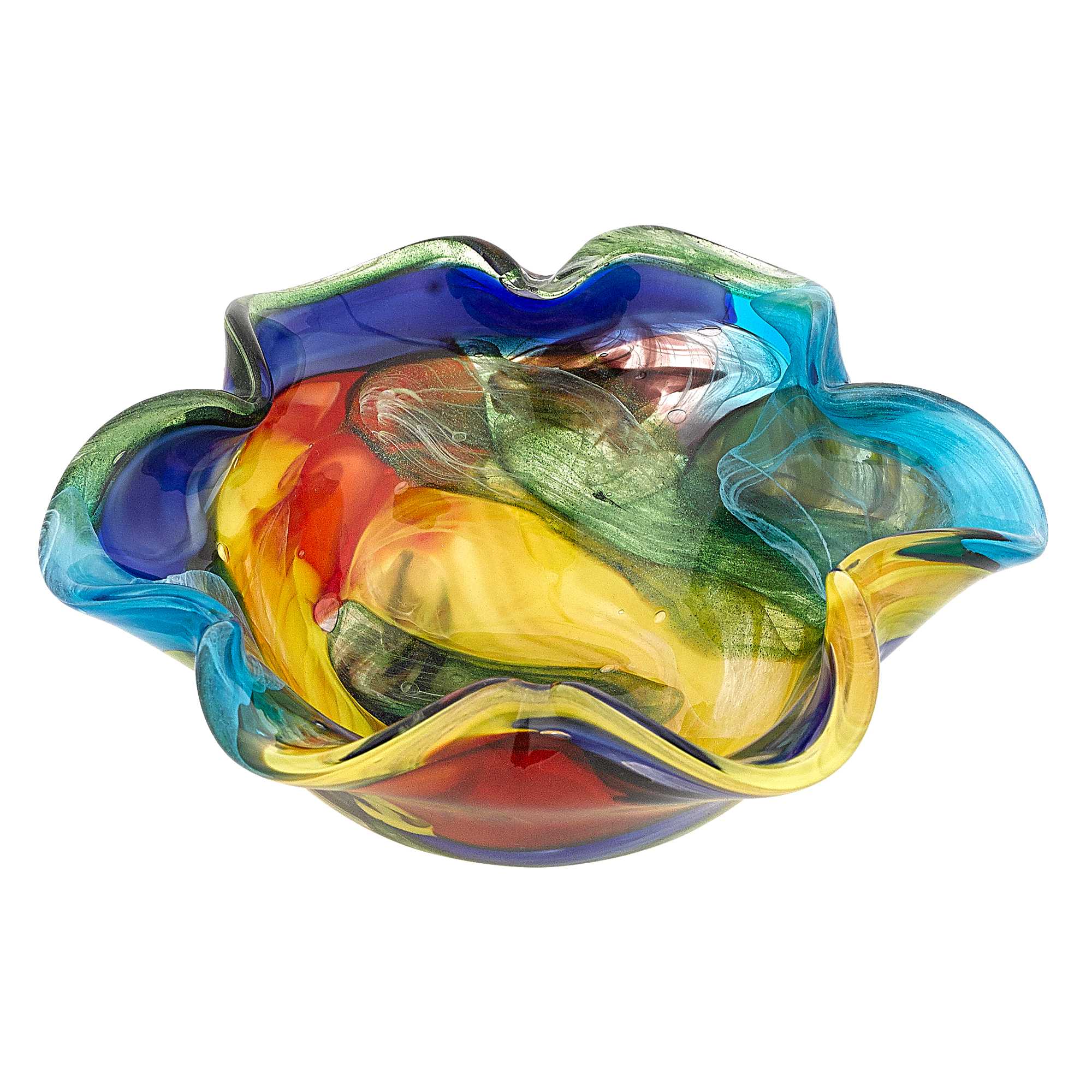 8.5" Multi-Color Art Glass Floppy Centerpiece Bowl