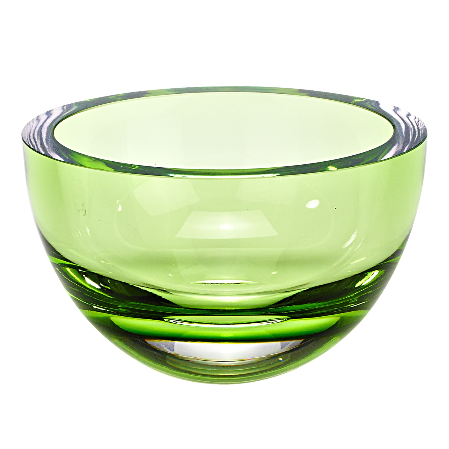 6" Mouth Blown Crystal European Made Lead Free Spring Green Bowl