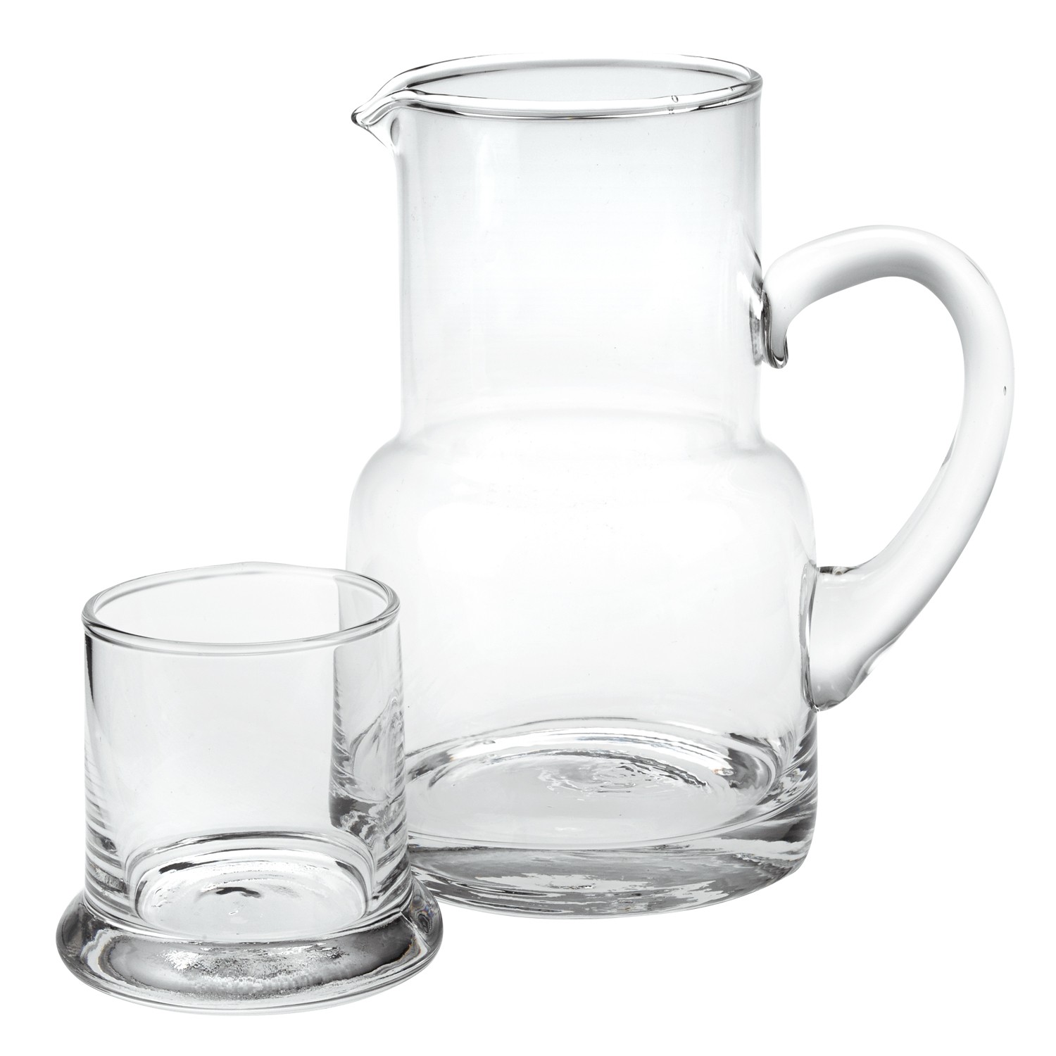 4" X 6" X 7" Clear Glass 2 Pc Glass Bedside or Desktop Carafe Set 10 oz