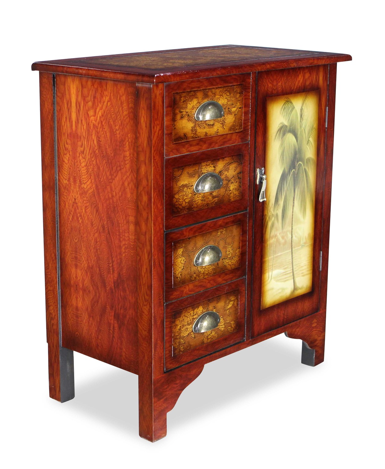Golden Palm Tree Accent Cabinet