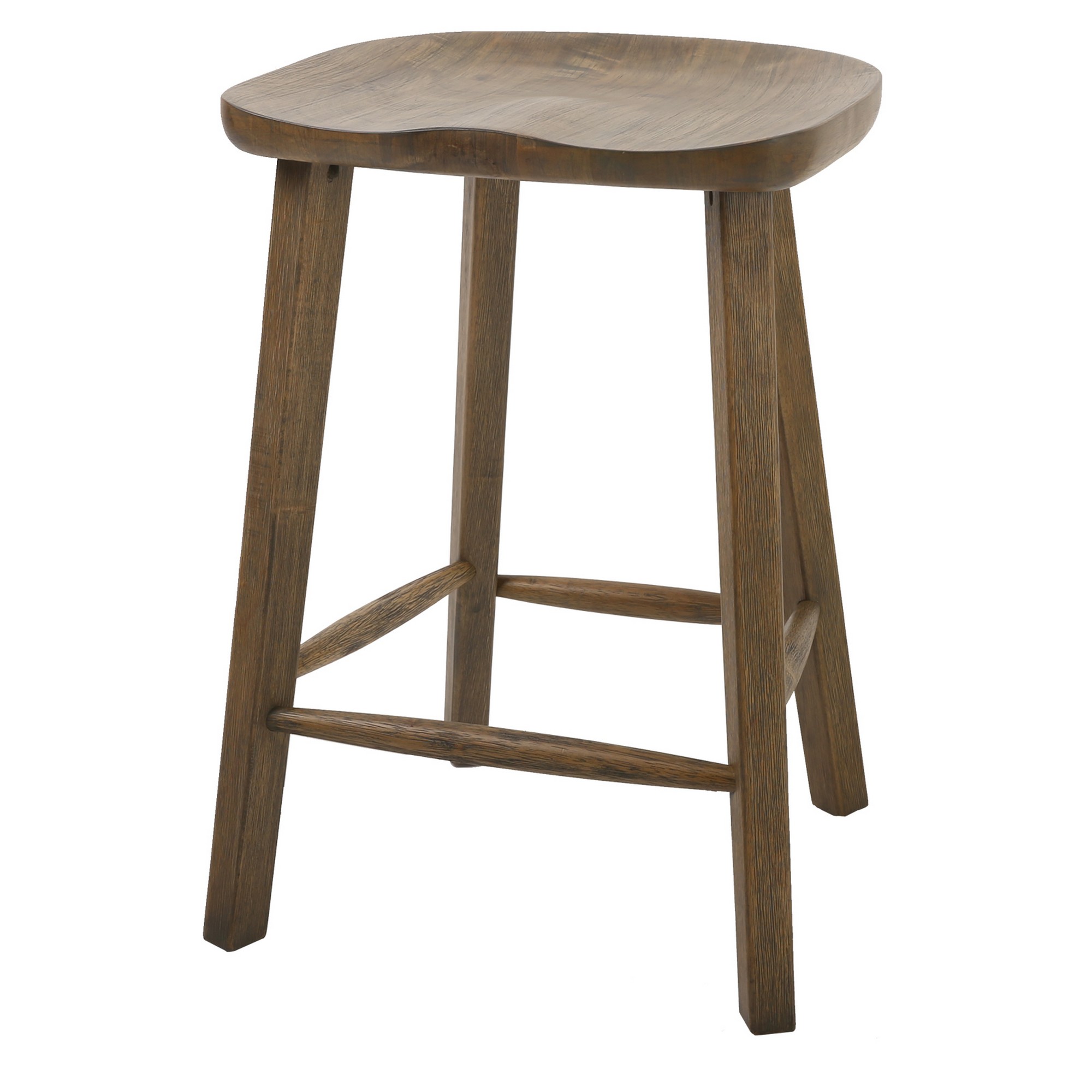 Counter Height Tractor Style Wood base Counter Stool in Vintage Smoke Finished