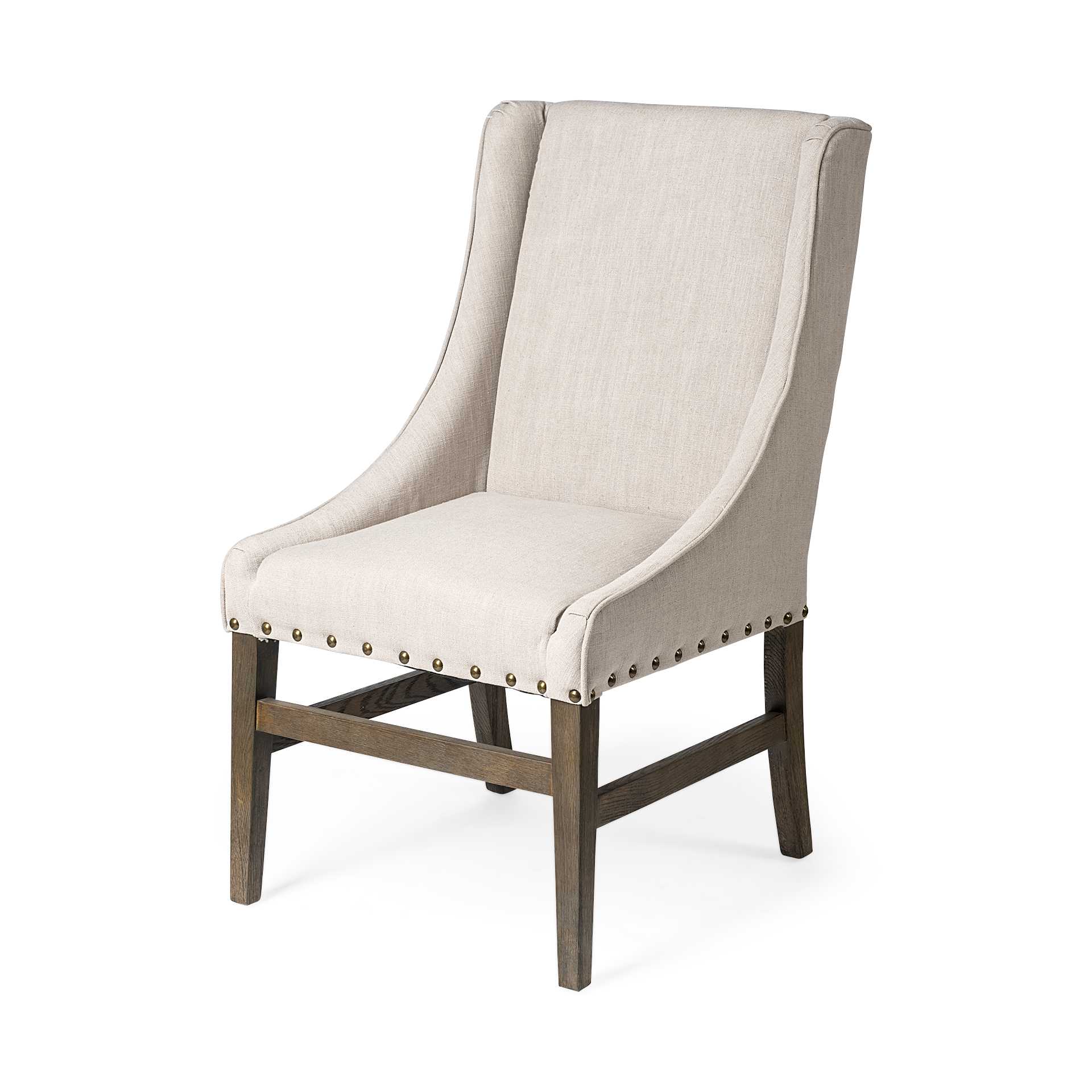 Beige Fabric Wrap with Solid Wood Frame Dining Chair