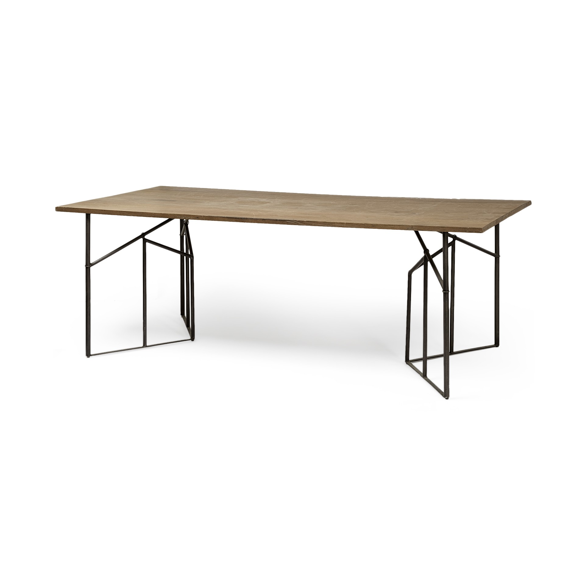 Corrigan 84x40 Rectangular Brown Solid Wood Top Black Metal Base Dining Table