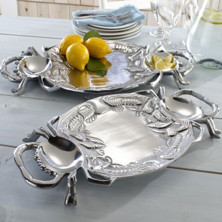 Silver Crab Shaped Sectioned Serving Platter