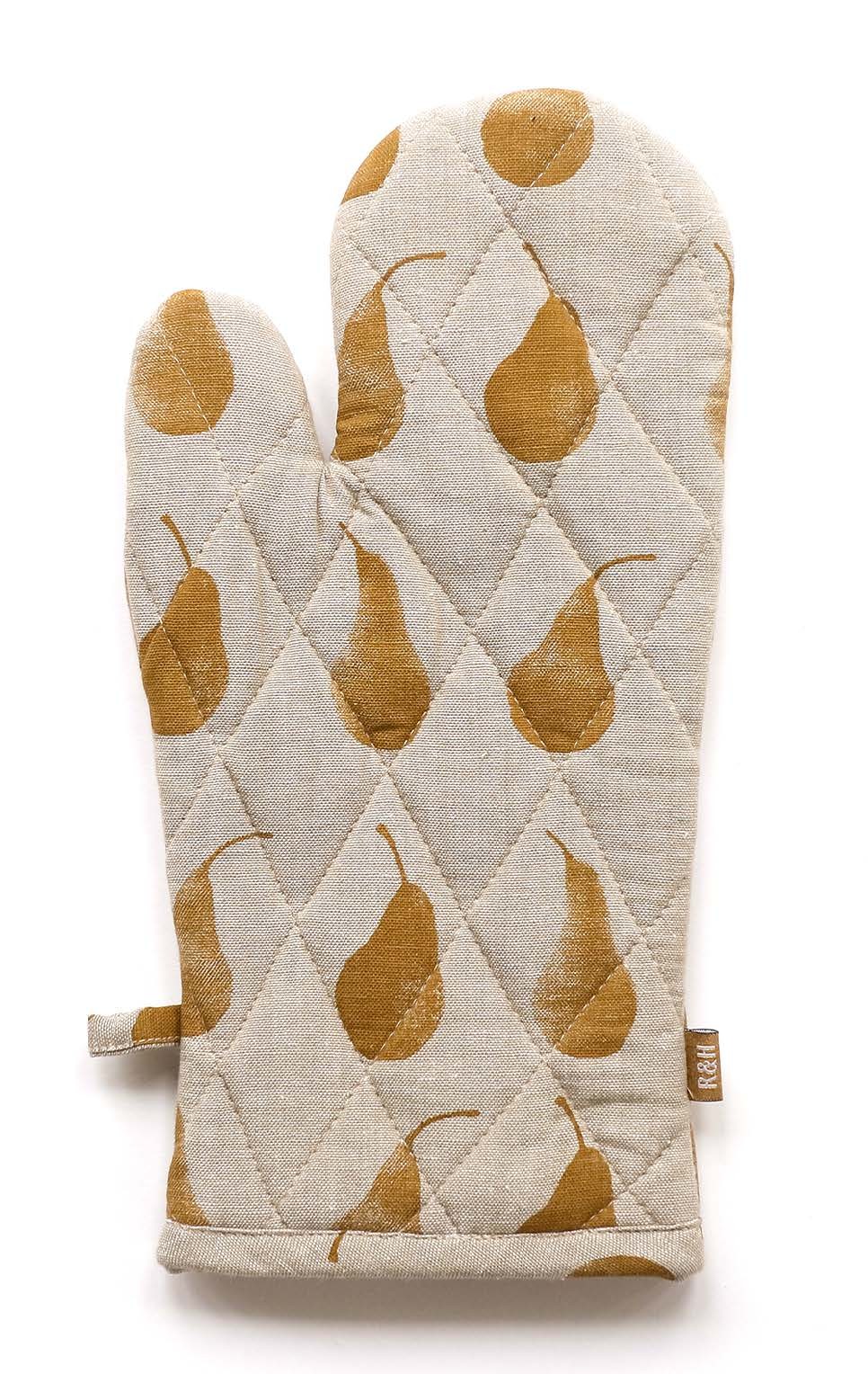 Set of Two Yellow Tea Towels with Matching Oven Gloves