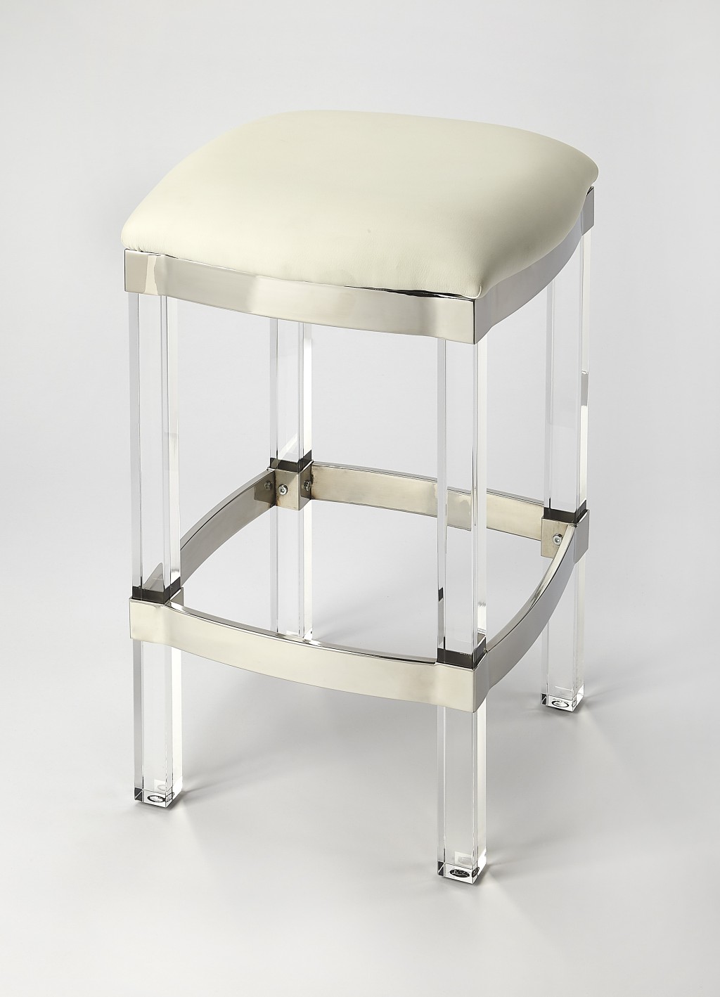 Acrylic and White Leather Counter Stool