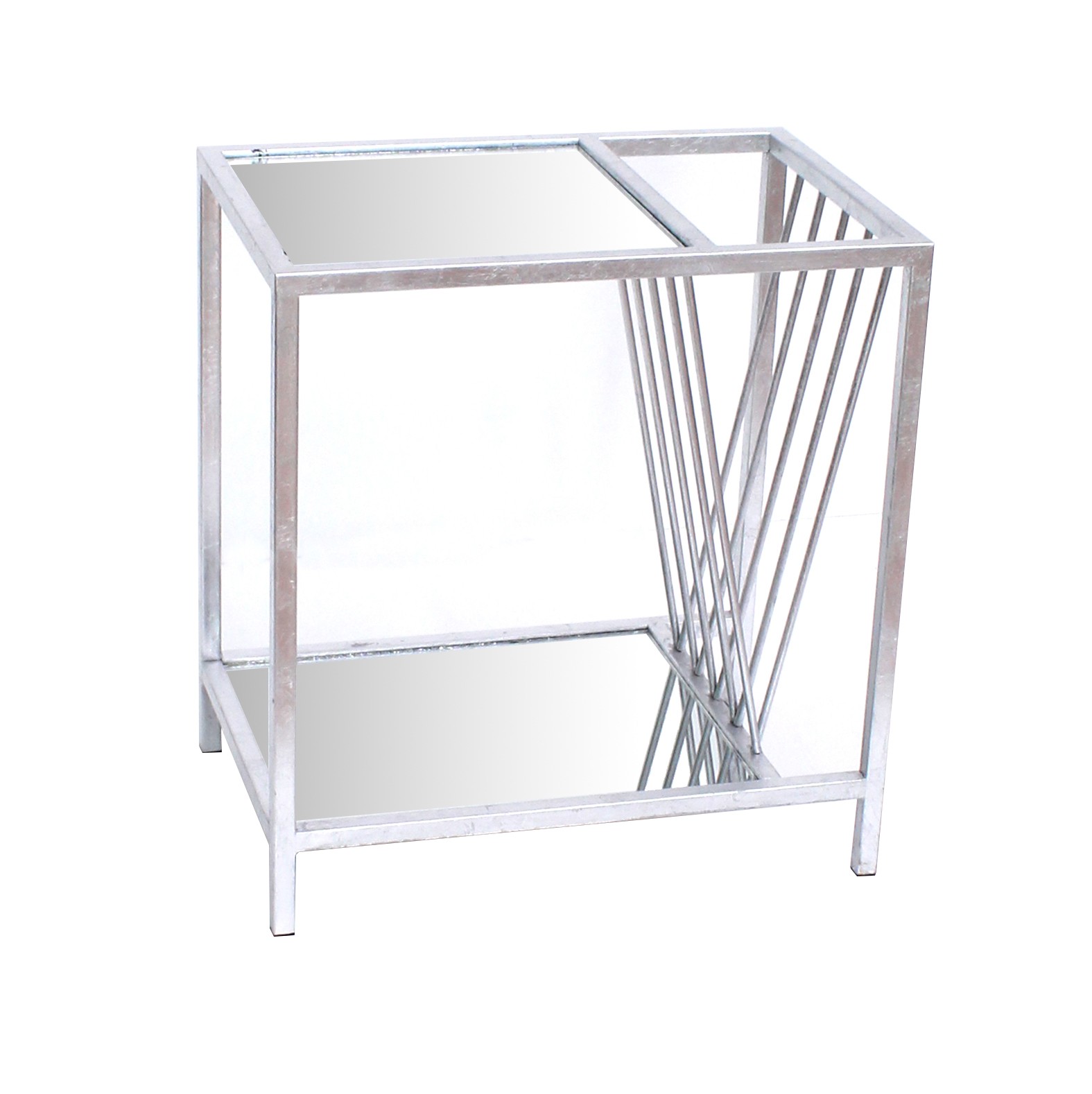 15" x 23" x 24" Silver Metal End Table