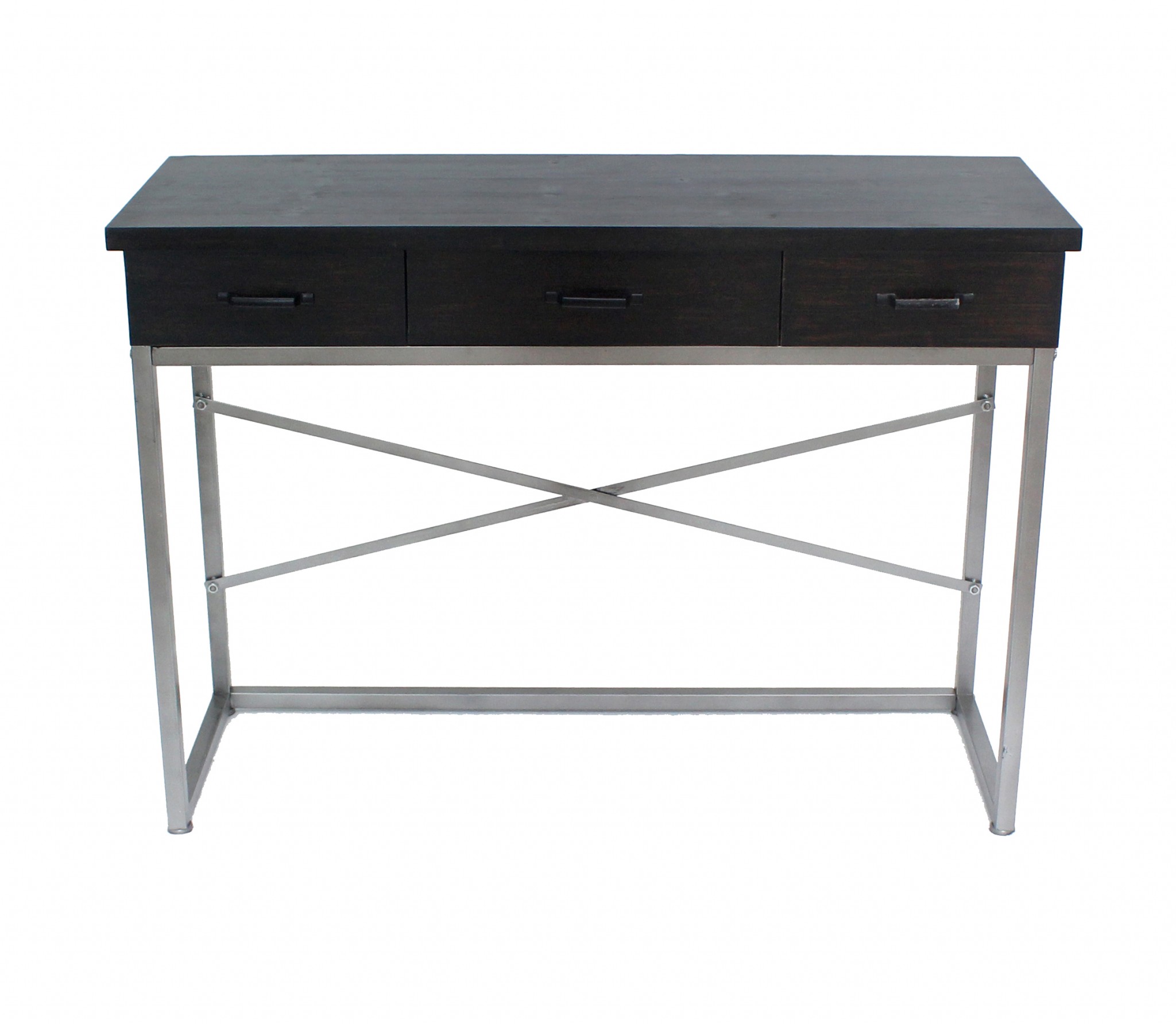 16" x 45" x 32" Charcoal 3 Drawer Console Table